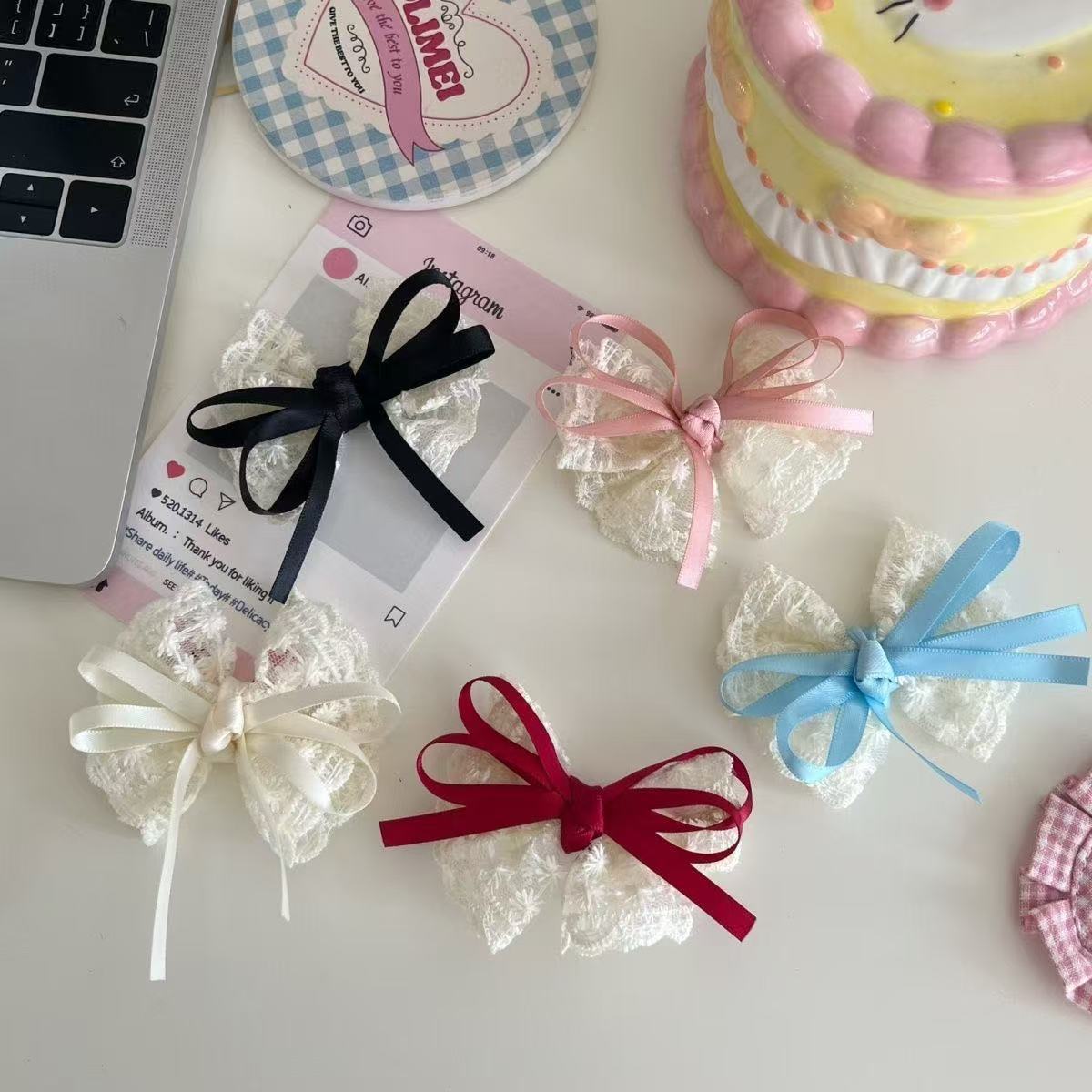 2Pcs Elegant Lace Bow Hairpins - огляд і ціна Lace Ribbon Trim