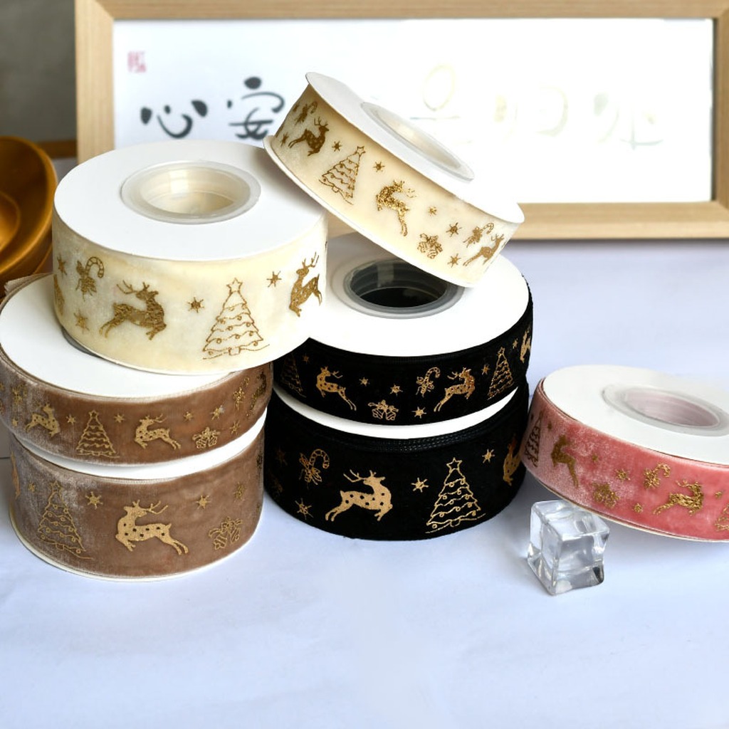 5 Yards/Roll 2.5cm Christmas G - огляд і ціна Velvet Ribbon Roll