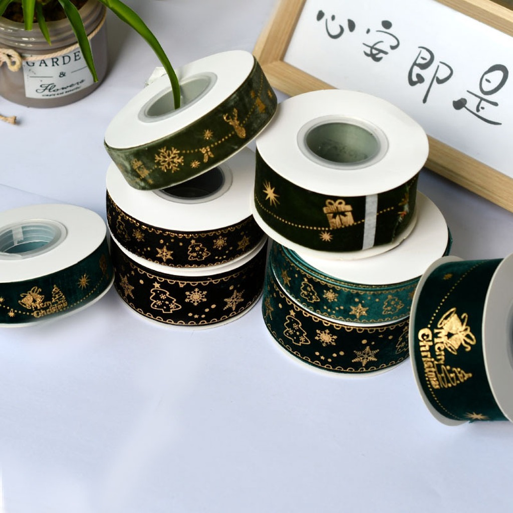 5 Yards/Roll 2.5cm Christmas G - огляд і ціна Velvet Ribbon Roll