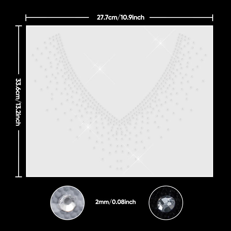 QIAO 1/2/4/6Pcs V-Neck Glitter - огляд і ціна Hotfix Rhinestone Sheet